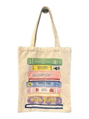Canvas Book Stack Tote Bag